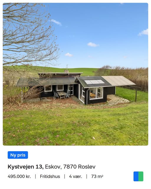 Nybolig Skive I/S sætter Kystvejen 13 i Roslev ned til 495.000 kr.