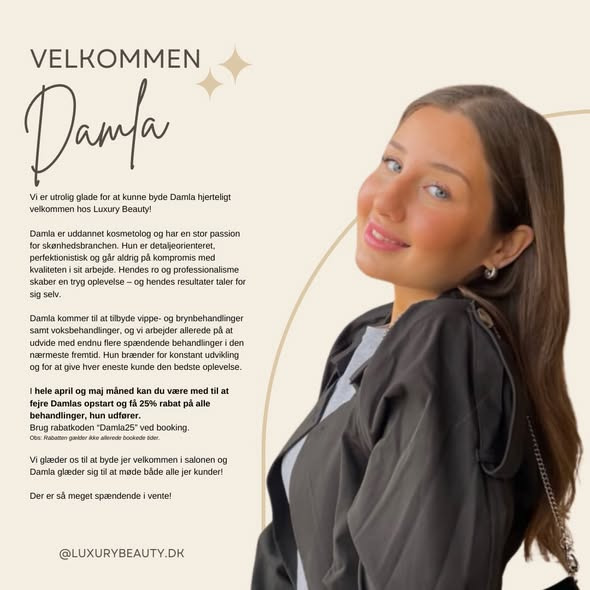 Luxury Beauty præsenterer Damla som ny kosmetolog i teamet