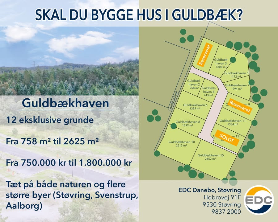 Byggegrunde til salg i Guldbækhaven fra EDC Støvring