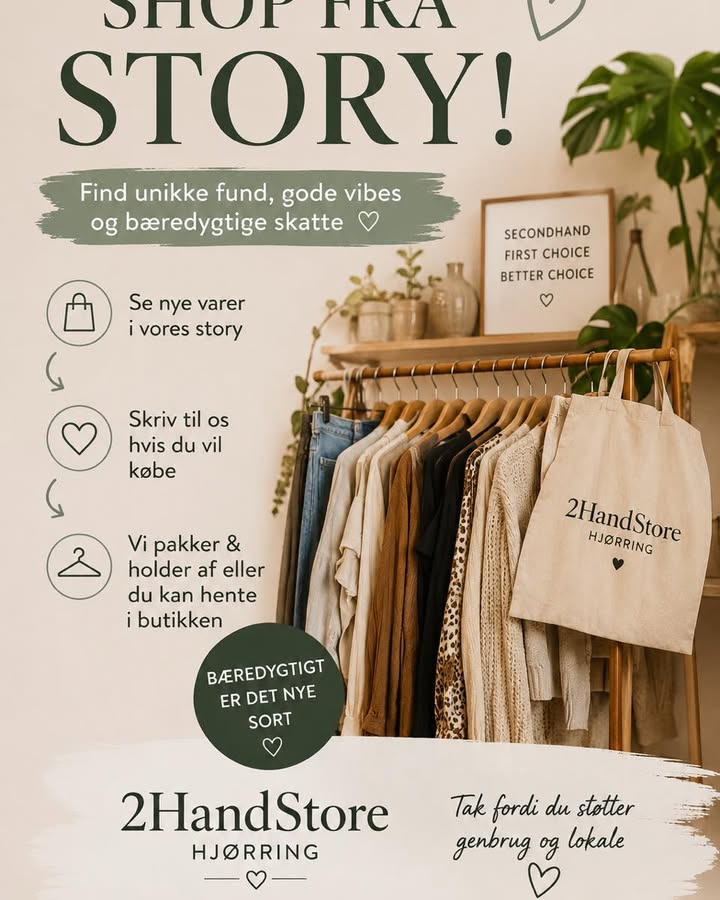 2HandStore deler dagligt nyheder fra fire afdelinger på stories