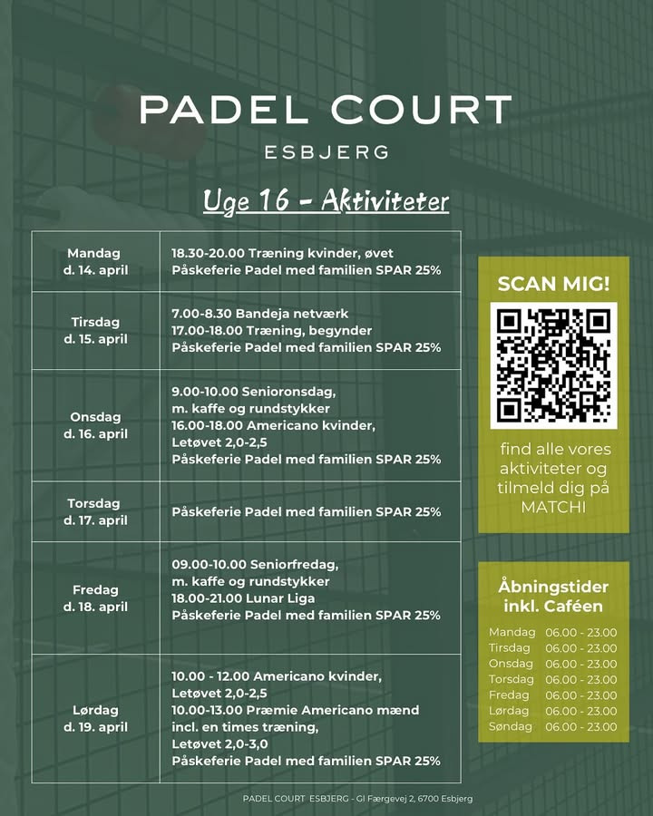 Padel Court Esbjerg byder på padelaktiviteter i påsken: Spar 25% på familietilbud
