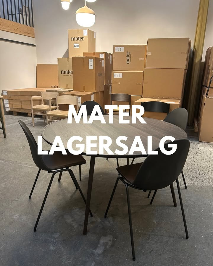 Lagersalg.com annoncerer Mater Archive Sale i Aarhus med store besparelser på bæredygtigt design