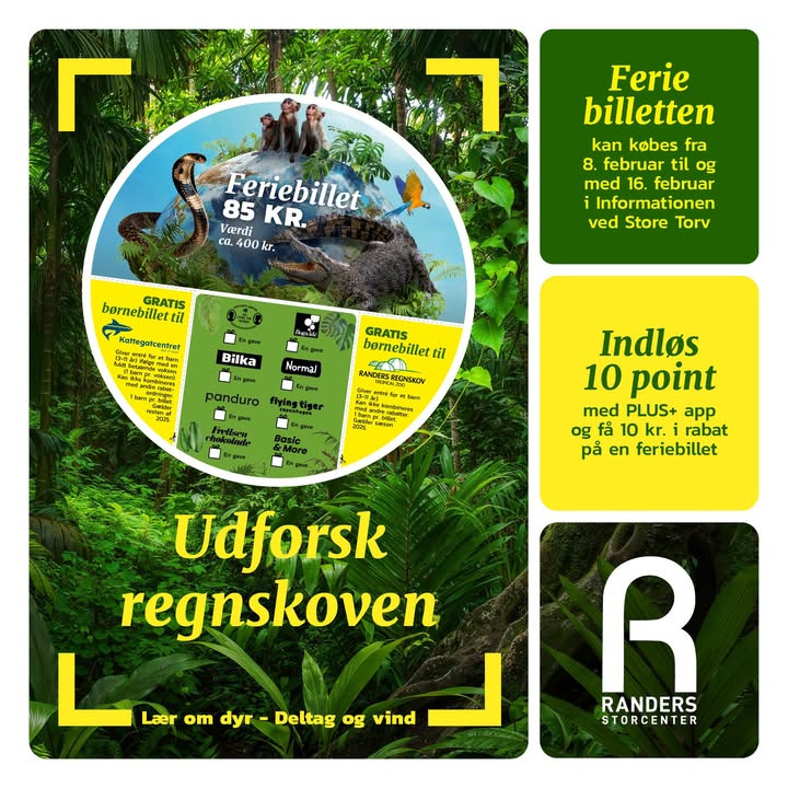 Randers Storcenter inviterer til eventyr med feriebillet til regnskoven