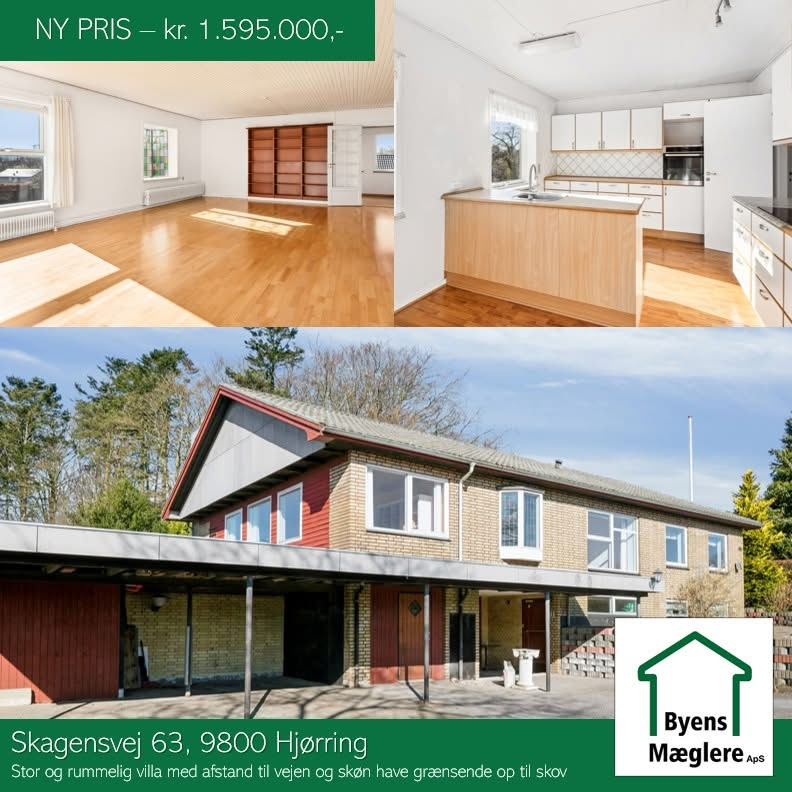 Byens Mæglere ApS i Hjørring nedsætter prisen på rummeligt hus med 80.000 kr.