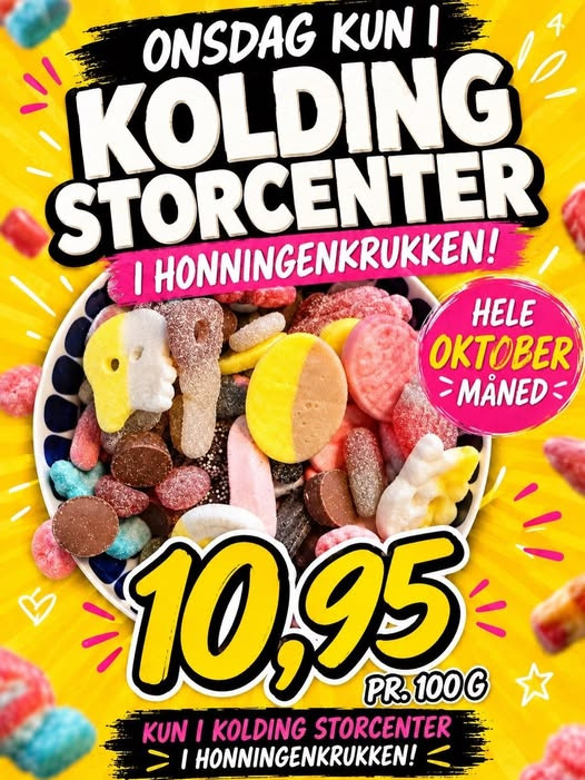 Honning-krukken har oktobertilbud på bland selv-slik til 10,95 kr. pr. 100 gram