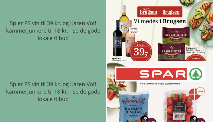 Spier PS vin til 39 kr. og Karen Volf kammerjunkere til 18 kr. - se de gode lokale tilbud