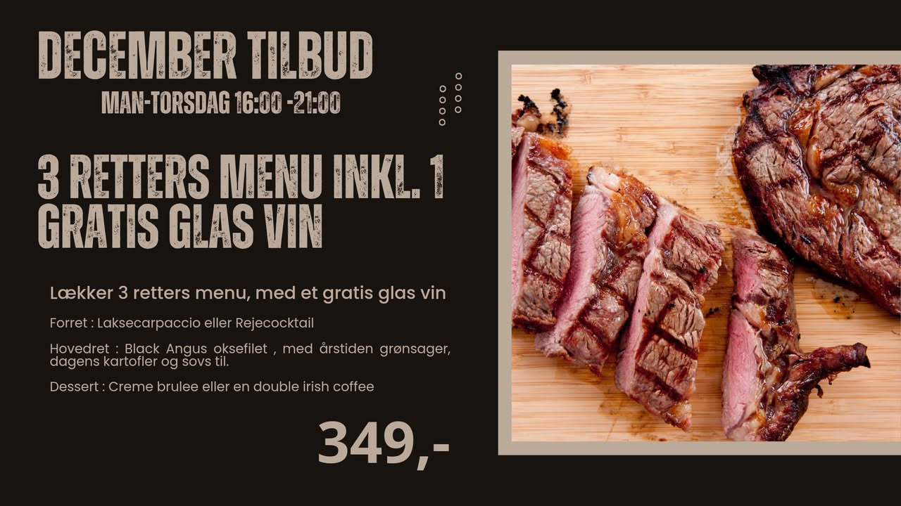 Café Tidslös tilbyder 3-retters julemenu med vin til 349 kr.
