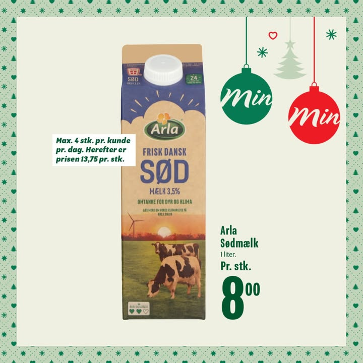 Min købmand, nim: sødmælk til julens desserter - tilbud fra 14. til 23. december
