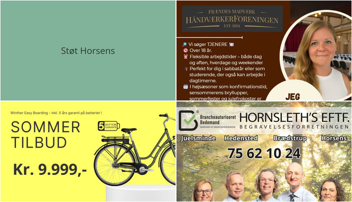 Nyt fra Frændes Madværk, HORNSLETH´S EFTF. Begravelsesforretningen og Horsens Cykler