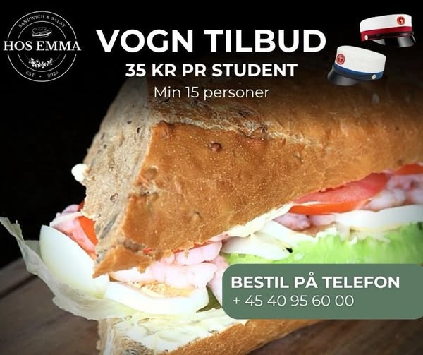 Hos Emma tilbyder sandwichhapsere til vognstoppet for 35 kr. pr. student