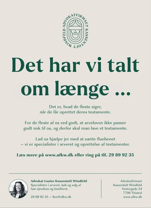Advokatfirmaet Kassentoft Windfeld opfordrer til at tage snakken om testamente før det er for sent