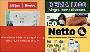 Netto tilbyder 3-Stjernet pålæg til 9 kr. og Rema 1000 har hel and til 59 kr.