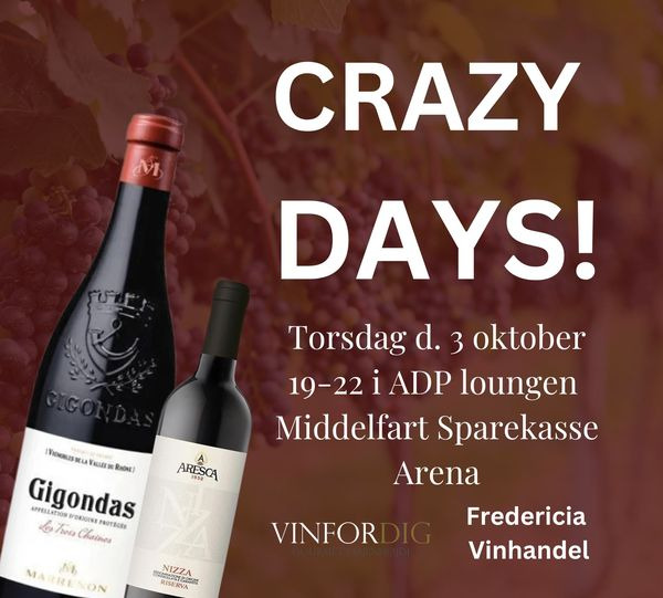 Fredericia Vinhandel inviterer til kæmpe vinsmagning under Crazy Days den 3. oktober