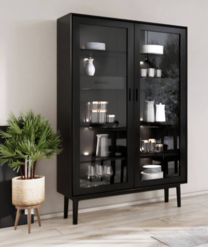 HOVELIND MØBLER præsenterer elegant og rummeligt vitrineskab med skarp pris