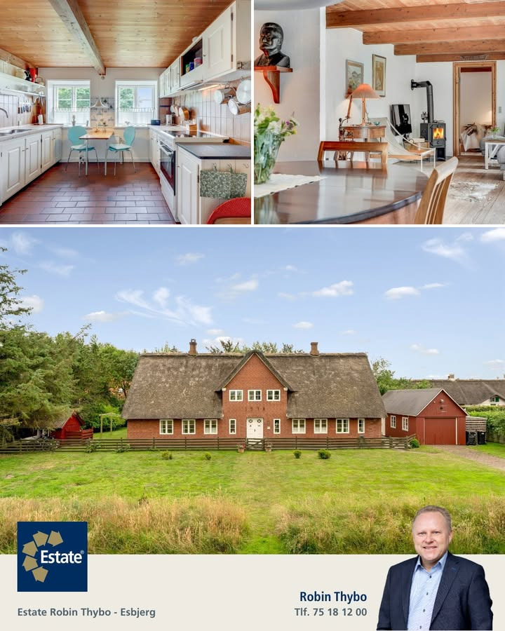 ESTATE Robin Thybo Esbjerg & Varde fremhæver charmerende stråtækt helårshus med Esbjerg-udsigt