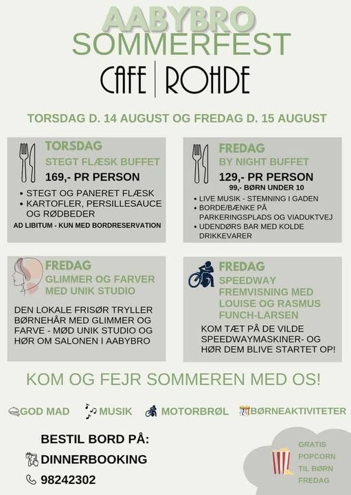 Café Rohde inviterer til Aabybro Sommerfest med mad, musik og aktiviteter for hele familien