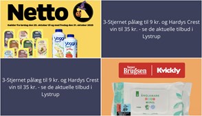 3-Stjernet pålæg til 9 kr. og Hardys Crest vin til 35 kr. - se de aktuelle tilbud i Lystrup