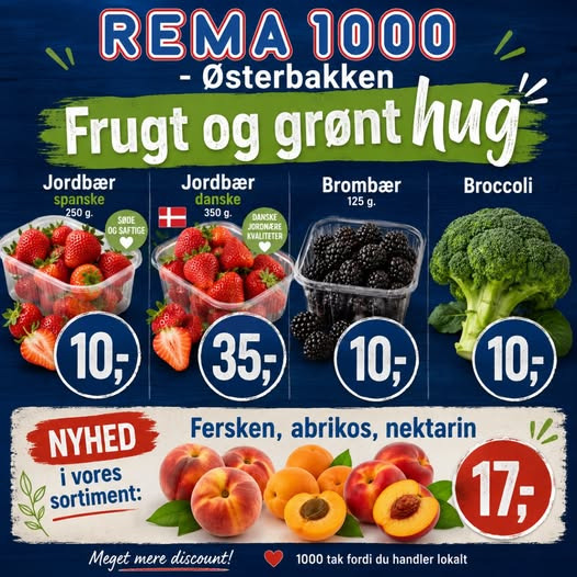 Rema 1000 Rosenkrantzgade har friske tilbud på frugt og grønt