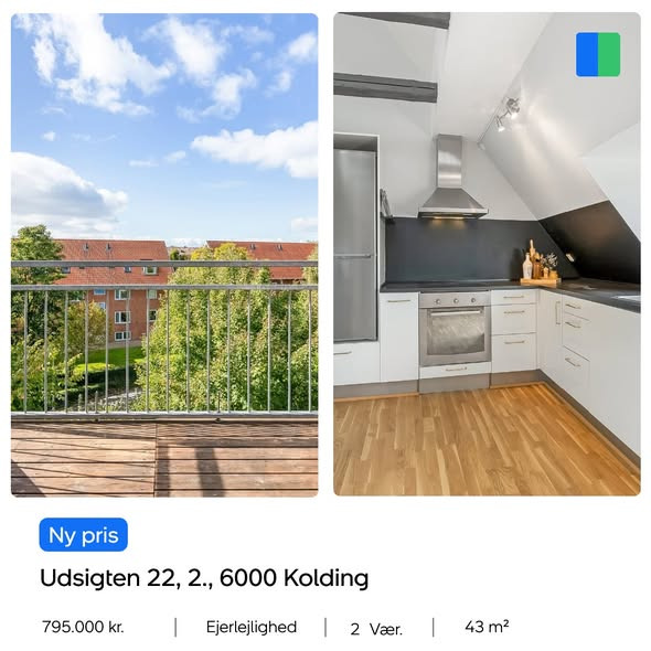Nybolig Kolding annoncerer prisændring på lejlighed på Udsigten 22