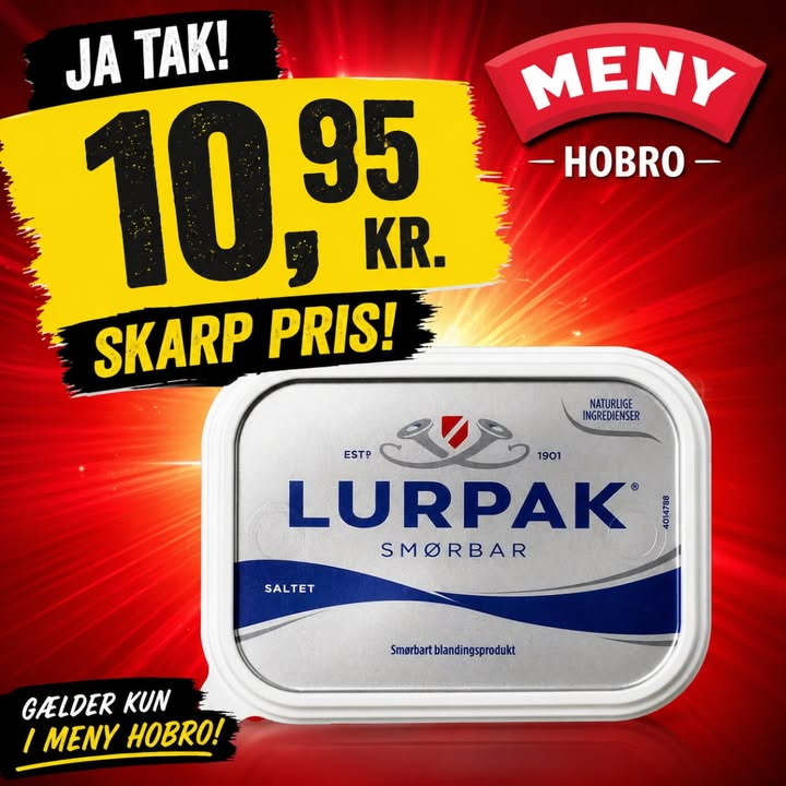 Meny Hobro tilbyder Lurpak smørbar til specialpris на afhenning 1/5