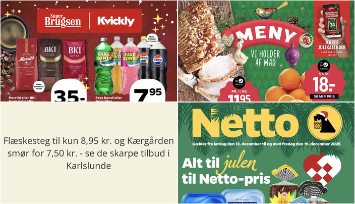 Flæskesteg til kun 8,95 kr. og Kærgården smør for 7,50 kr. - se de skarpe tilbud i Karlslunde