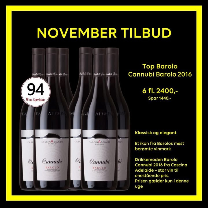 Lahvino Wine & Spirits tilbyder Danmarks bedste pris på Barolo Cannubi 2016