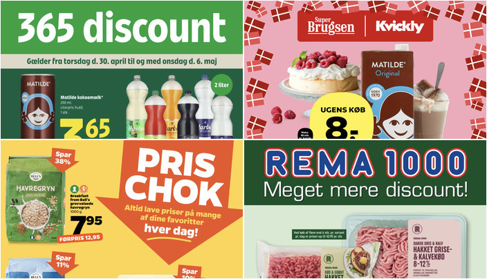 Frisk Matilde kakaomælk til kun 3,65 kr. og Bell's grovvalsede havregryn til 7,95 kr. i Vodskov
