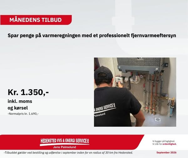Hedensted VVS Service har tilbud på fjernvarmeeftersyn i denne måned