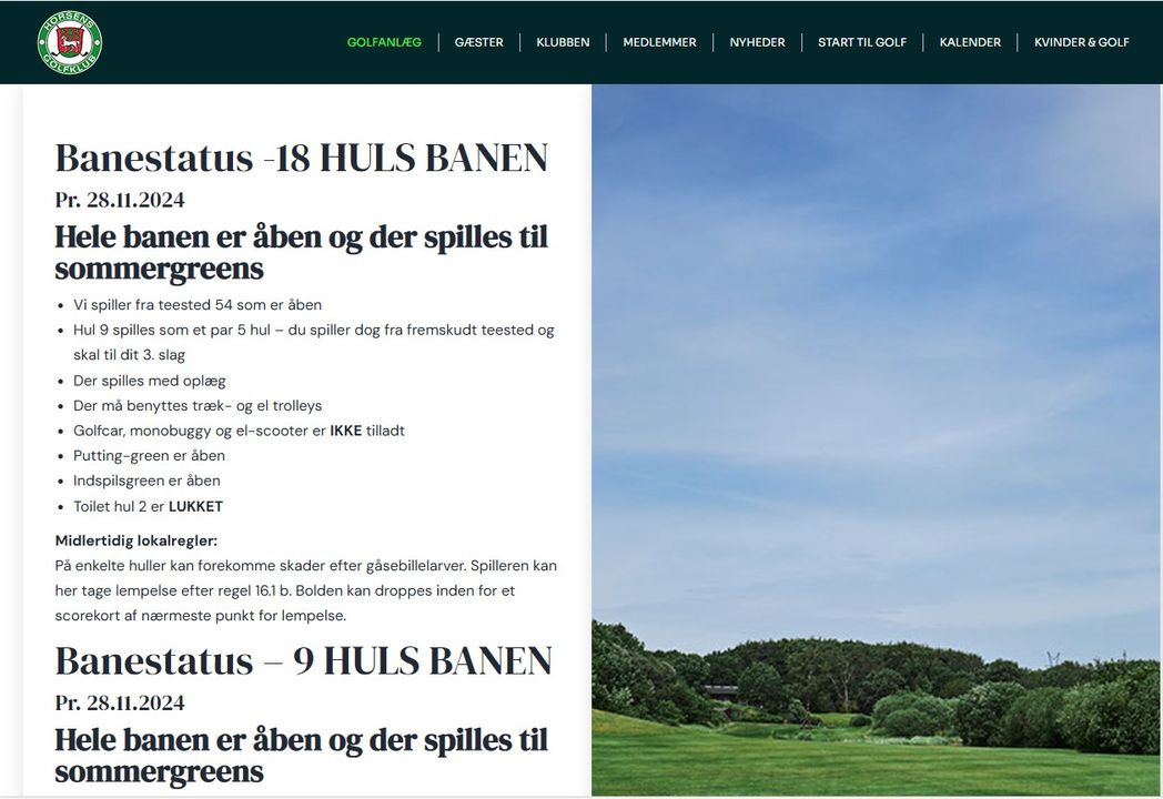 Sommergreens og golfcars stadig tilgængelige i Horsens Golfklub