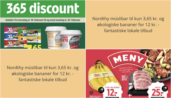 Nordthy müslibar til kun 3,65 kr. og økologiske bananer for 12 kr. - fantastiske lokale tilbud