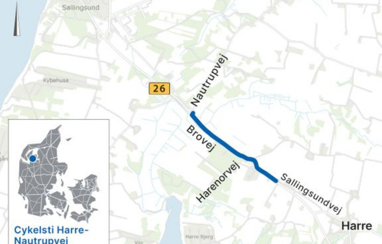 Ny cykelsti i Skive står klar i sensommeren