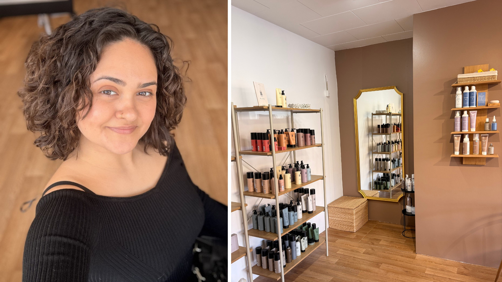 Simone fra Herrera Hairstyles tryller med mørkt og krøllet hår