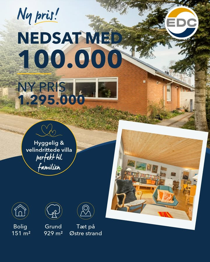 EDC Ejen­doms­grup­pen  Struer prisjusterer Fuglgårdsvej 23 til 1.295.000 kr.