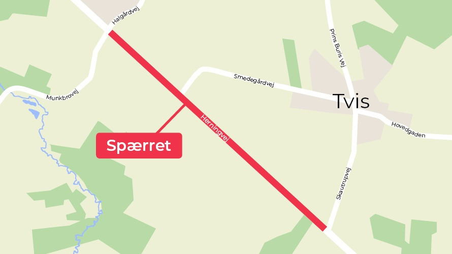 Herningvej ved Tvis spærres i næsten to uger på grund af asfaltarbejde