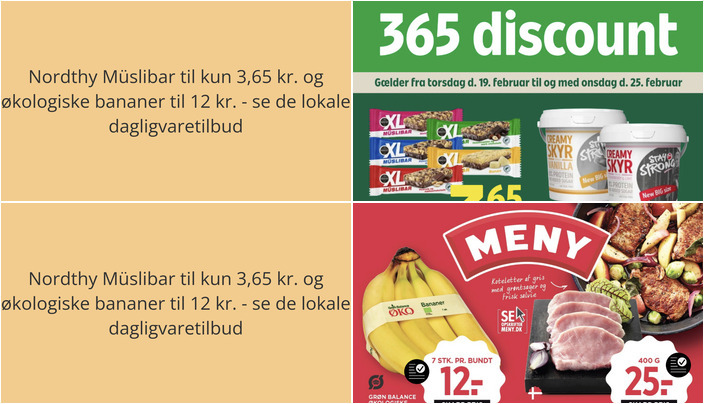 Nordthy Müslibar til kun 3,65 kr. og økologiske bananer til 12 kr. - se de lokale dagligvaretilbud