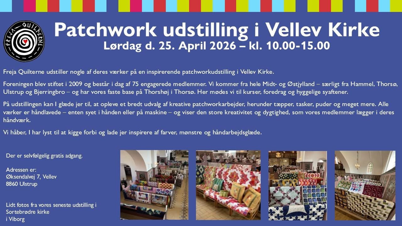 Inspirerende patchwork udstilling i Vellev Kirke