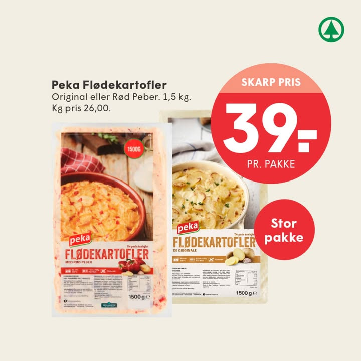 Spar Skallerup A/S tilbyder skarp pris på Peka flødekartofler til nem aftensmad