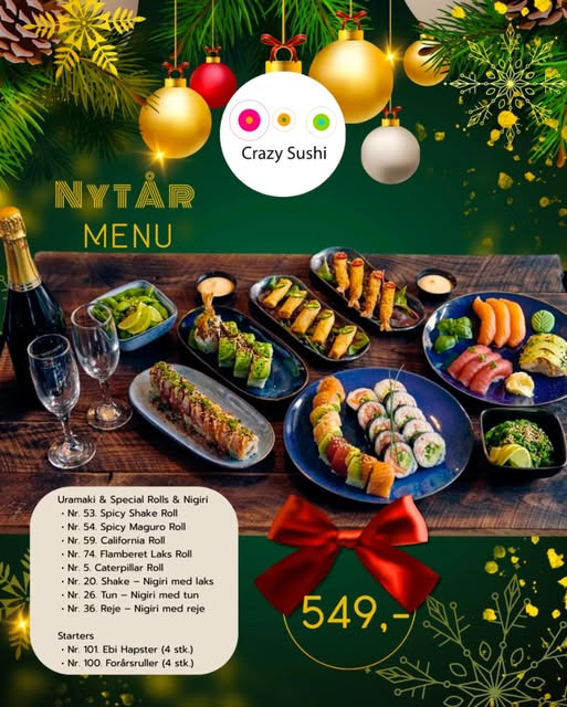 Crazy Sushi præsenterer lækker nytårsmenu til festlige borde