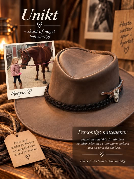 Smykke Design By Mette P laver personligt bånd til cowboyhat med halehår fra hesten Morgan