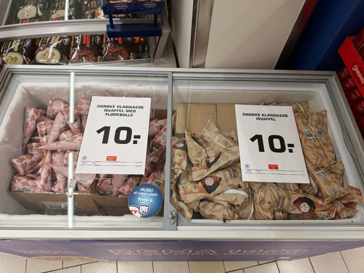 Rema 1000 Hals sælger isvafler til 10 kr. pr. stk.