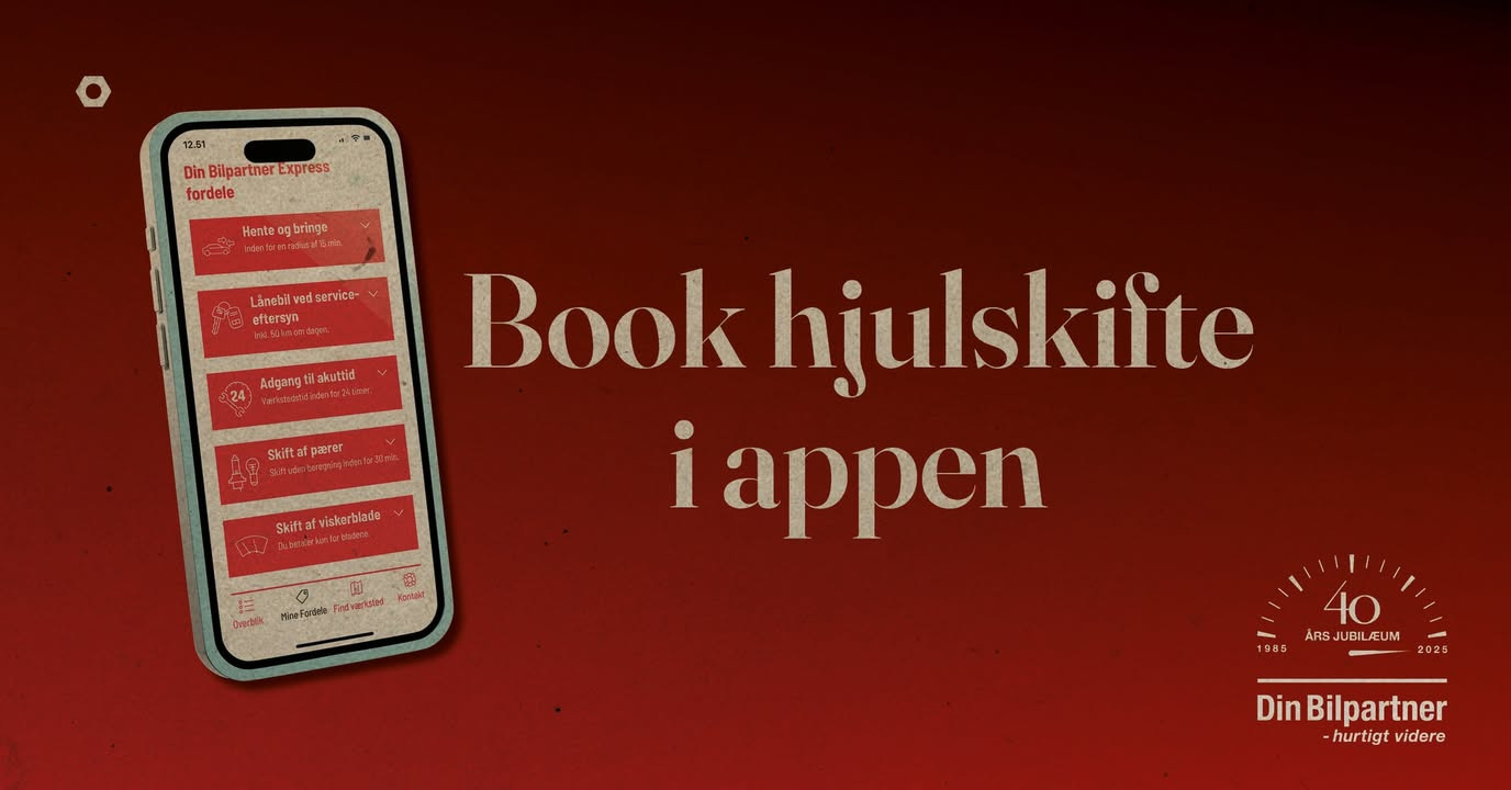Book hjulskifte nemt med EM AUTOCENTER ApS i Din Bilpartner-appen