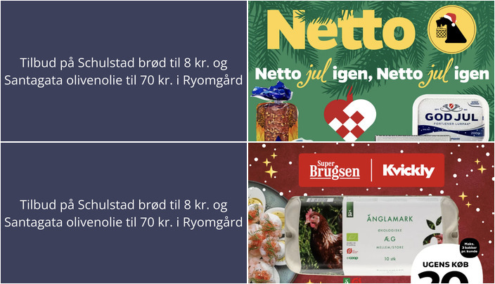 Tilbud på Schulstad brød til 8 kr. og Santagata olivenolie til 70 kr. i Ryomgård