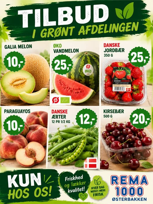 Rema 1000 Rosenkrantzgade har friske frugter og grøntsager til skarpe priser
