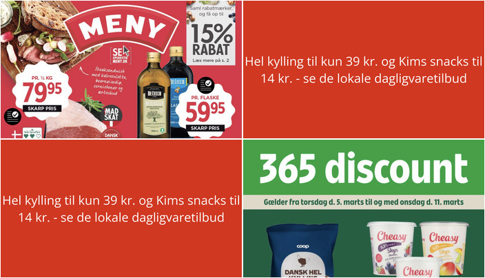 Hel kylling til kun 39 kr. og Kims snacks til 14 kr. - se de lokale dagligvaretilbud
