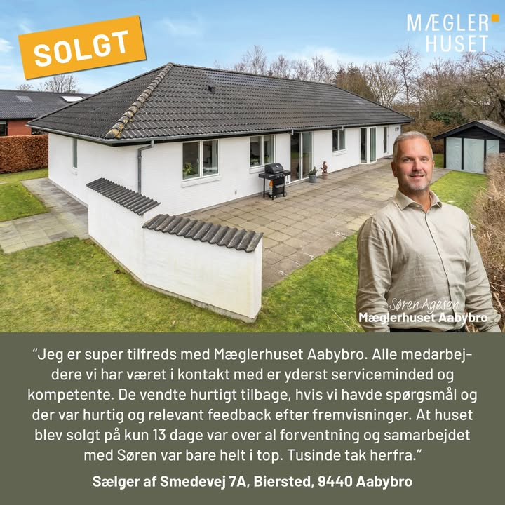 Mæglerhuset - Aabybro modtager flot anbefaling fra sælger i Biersted