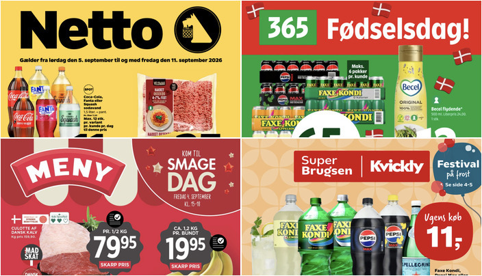 Faxekondi eller Pepsi Max til 65 kr. og Grøn Balance økologiske bananer til 19,95 kr.