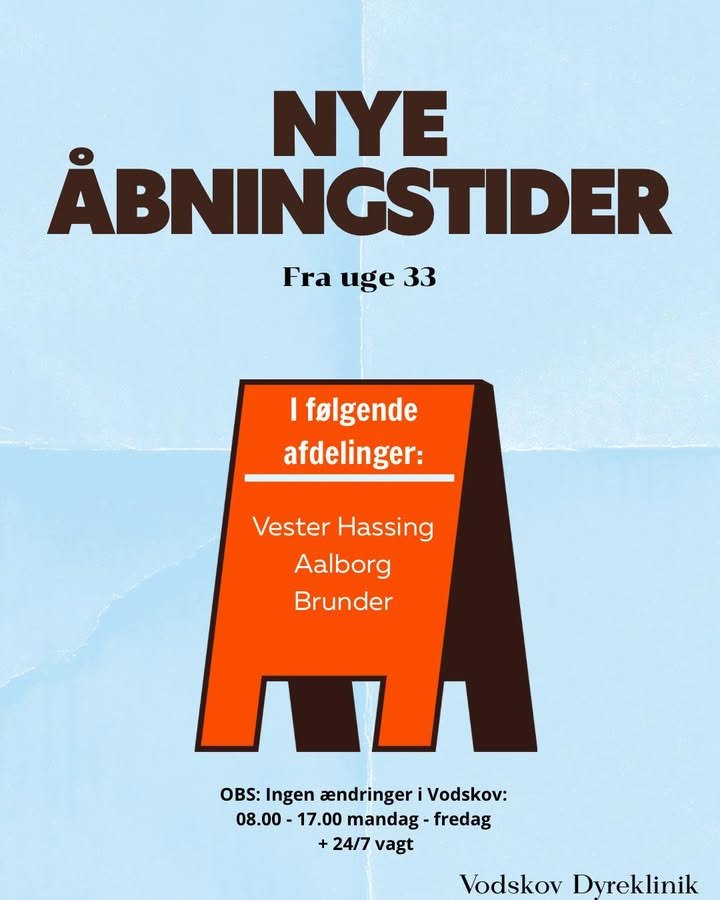 Brunder Dyrehospital ApS indfører faste butikstider på tre klinikker