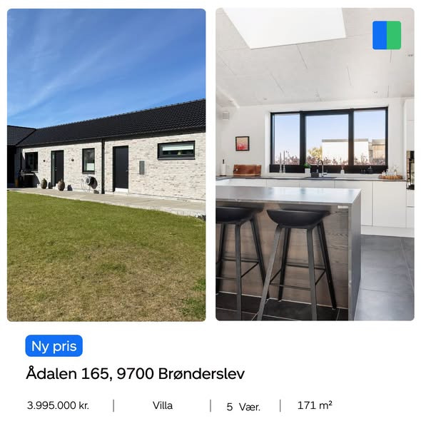 Nybolig Brønderslev & Vrå har nedsat prisen på villa med dobbeltgarage i Ådalen