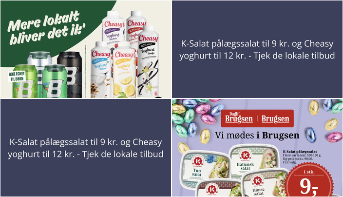 K-Salat pålægssalat til 9 kr. og Cheasy yoghurt til 12 kr. - Tjek de lokale tilbud