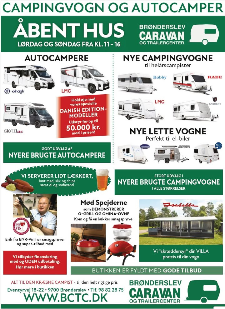 Brønderslev Caravan & Trailer Center inviterer til åbent hus med gode tilbud i weekenden